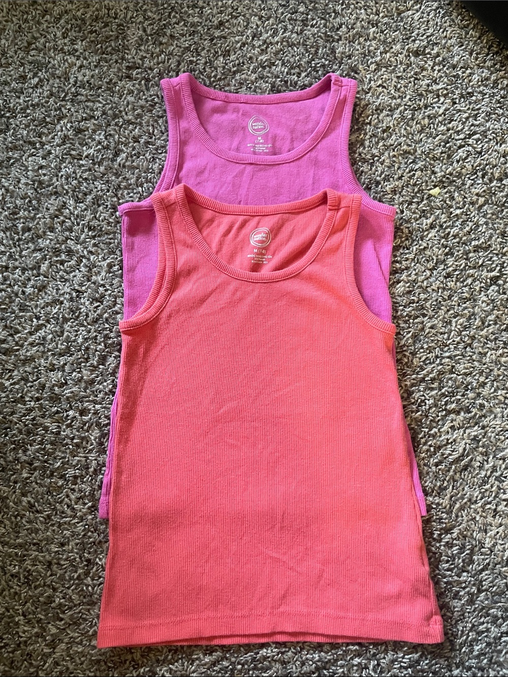 wonder nation Girls' Ribbed Tank Tops - Pink & Coral (2-Pack)